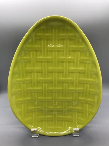 Fiesta Embossed Egg Shaped Plate in Lemongrass | Fiestaware Easter Basketweave