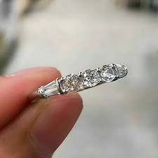 1CT Round Cut Moissanite Women's Engagement Ring White Gold Plated