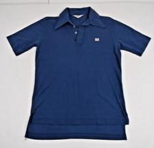 Vintage polo Shirt Catalina Arthur Ashe Logo Size S 70s Navy Blue Calif USA rare