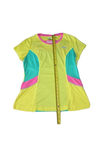 Fila Neon Yellow Pink Green Colorblock Biking Tank Top W/Zipped pocket Sz L EUC - Picture 7 of 9