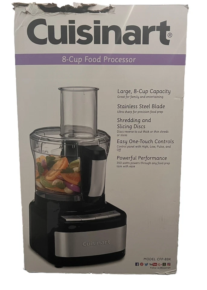 Cuisinart CFP-8BK 8 Cup Food Processor (Original box a little damaged) See Photo - Image 2 of 4