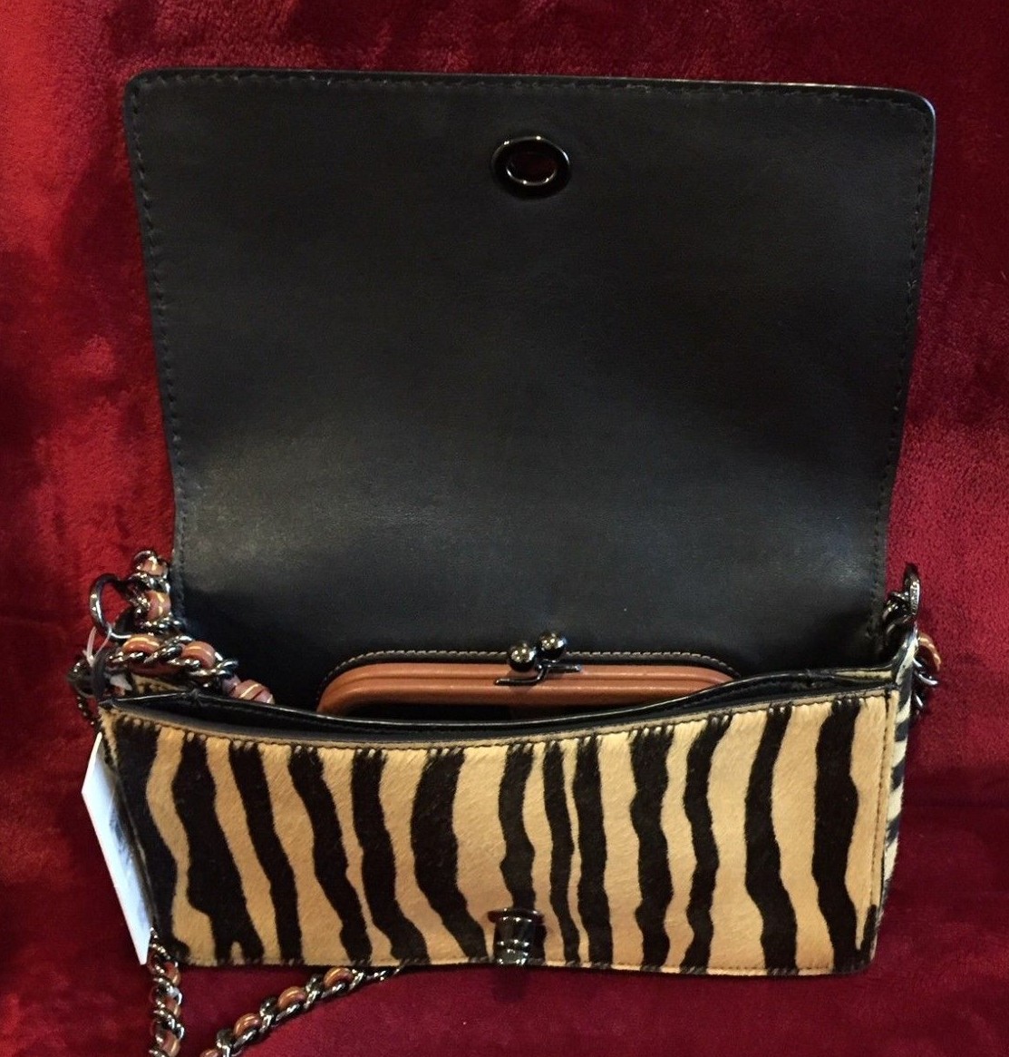 小物 coach haircalf zebra long wallet brown NWT Coach 1941 Printed Haircalf Dinky Tiger Yellow Black F38209 DK