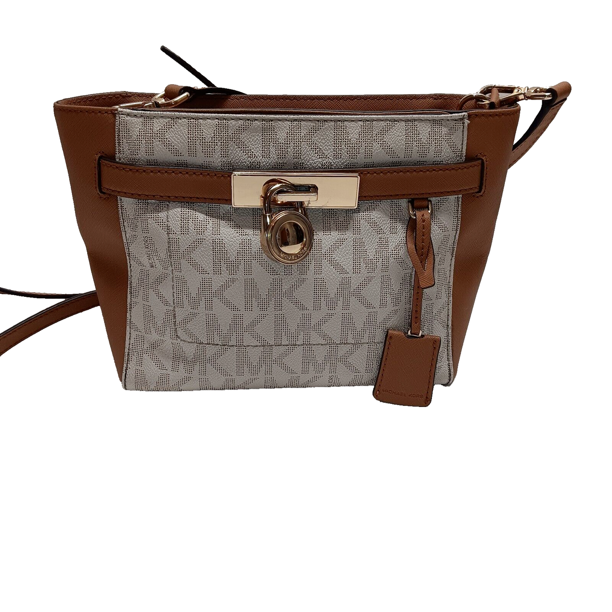 Michael Kors Signature Hamilton Traveler Medium Top Zip Messenger