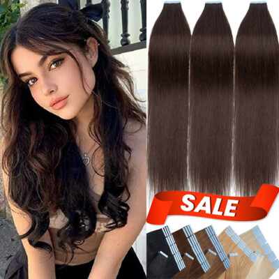 Tape In 100% Echthaar Remy Hair Extensions Haarverlängerung 2,5g / Tressen Glatt