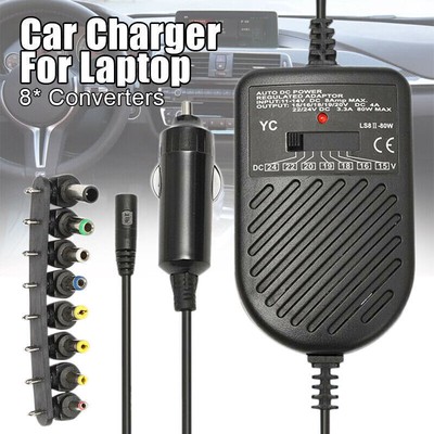80W DC 15-24V Laptop KFZ kabel Für Notebook Netzteil Adapter Ladegerät Auto XS