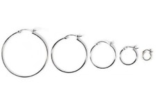 925 Sterling Silver Snap Post Hoop Earrings 1.5 mm Wide X 12 mm - 75 mm diameter