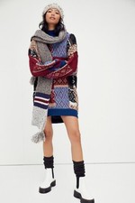 New Free People Patched Argyle Dress Ivy League Combo M/L $228