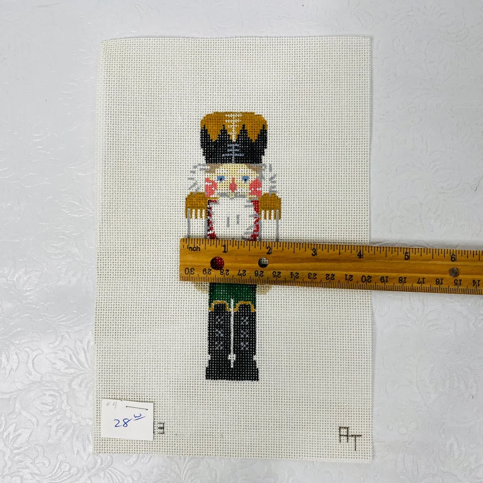 Lot 3 Handpainted Needlepoint Canvas Christmas Nutcracker Ornament on 18 Mesh AT - Image 3 of 4