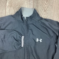 under armour Windbreaker Jacket Full Zip Black Gray M Men  s Flaw