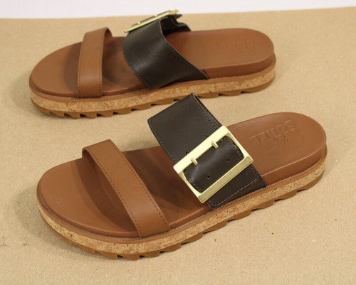 NEW SOREL Roaming Leather 1 1/2" Platform Buckle Slide Sandal US 7.5 Velvet Tan - Picture 7 of 12
