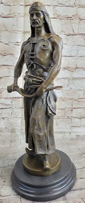 Unterzeichnet Golden Bronze Arabisch Türkisch Krieger Skulptur Statue Figur