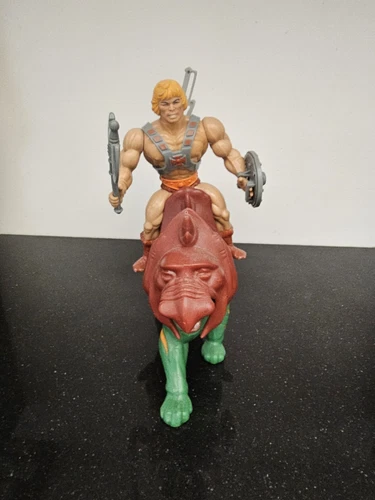 HE-MAN & BATTLE CAT 100% Complete MOTU 1982 Vintage Taiwan