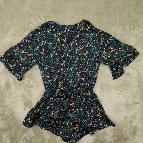 Victoria's Secret Navy Floral Print Satin Romper Tie Waist size Small NWT - Picture 10 of 11