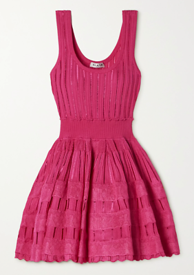 NWT $2870 Azzedine Alaia PINK FUCHSIA CRINO FLUID SKATER FIT