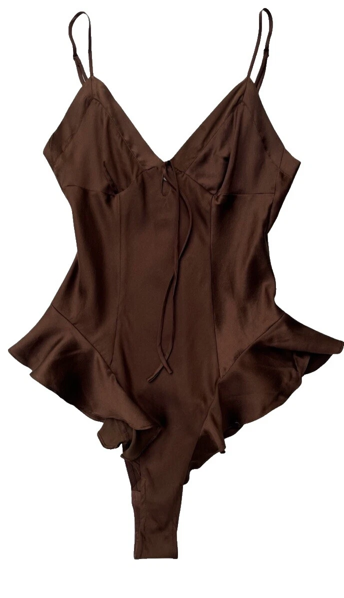 Pijamas y batas sólido marrón de seda para Mujer