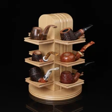 Handmade 360 Rotating Tobacco Pipe Stand Rack Display Holder for 12 Smoking Pipe