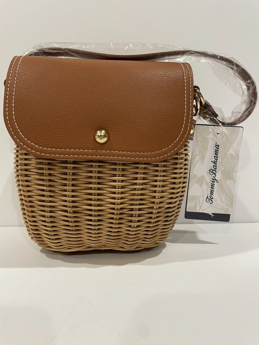 Tommy Bahama Small Picnic Basket Crossbody Rattan/Wicker Bag