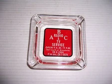VINTAGE ABC RADIO & TV SERVICE ADVERTISING GLASS ASHTRAY 