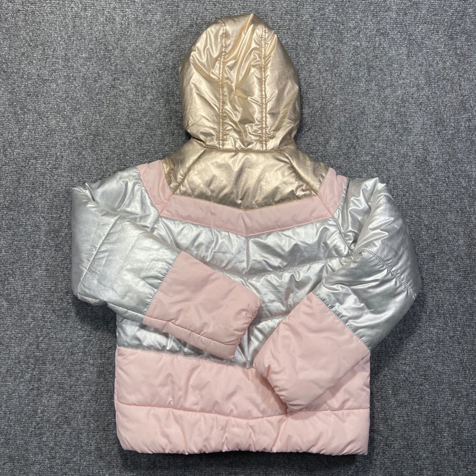 Rothschild Jacket Girls Medium Pink Gold Silver Hooded Insulated Full Zip - Image 2 of 4