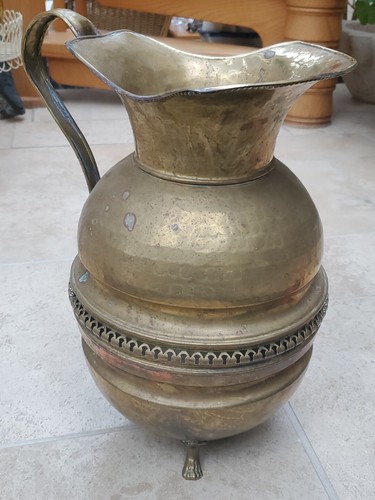 Unusual Antique / Vintage Massive 16.5 Inch Brass Ewer / Jug