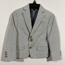 Boys 2T Blue White Stripe Blazer Class Club Gold Label Modern Fit