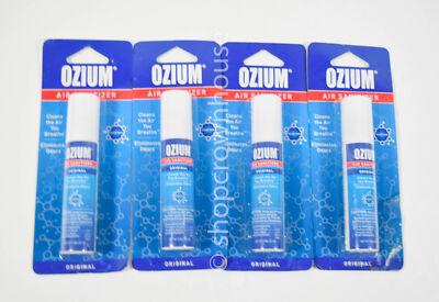 4 Ozium Air Sanitizerr Original Scent Smoke Odor Eliminator 0.8 oz can each