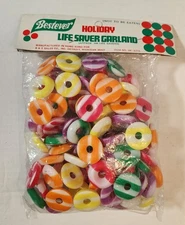 New NIP Vintage Christmas Life Saver Candy Striped Blow Mold Plastic Garland