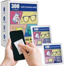 Pre-Moistened Lens Cleaning Wipes, 300 Pcs Cleaning Wipes for Glasses, Computer