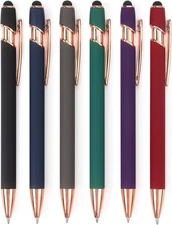 6pcs Ballpoint Pen 2-In-1 Stylus Retractable Ballpoint Pen w/ Stylus Tip, 1.0 Mm