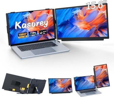 Kasorey 15.6'' Laptop Screen Extender FHD Portable Dual Monitor USB-C