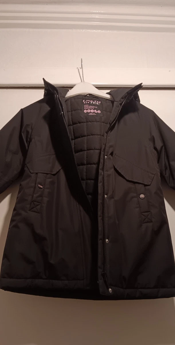 Girls NEXT coat age 8 NEW winter waterproof windbreaker black padded zip up ho