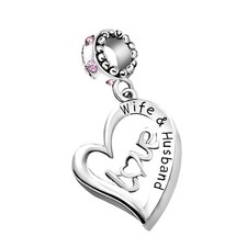 Purple I Love You Wife Husband Heart Valentines Day Birthday Dangle Charms Compa