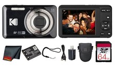 Kodak PIXPRO FZ55 Digital Camera  64GB Card  Case Bundle - Black