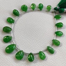 Rare Tanzanian Tsavorite Green Garnet 7" Strand Faceted Pear 9x6-13x8mm Beads