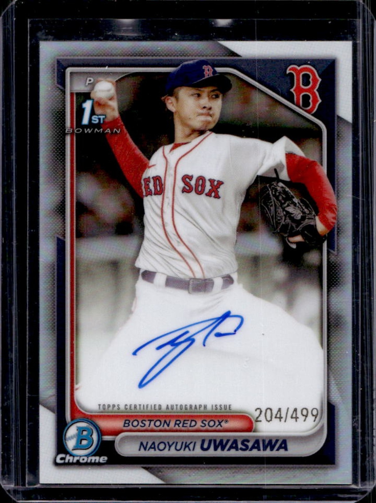 2024 Bowman Chrome Naoyuki Uwasawa Auto Refractor 1st Prospect #204/499 Red Sox