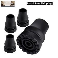 4-Pack Rubber Cane Tips 3/4 Inch Heavy Duty Walking Cane Tips, Black Sturdy R...
