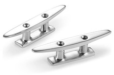 2 Boat Cleats Open Base 5 Inch with Screws Stainless Steel Marine Grade Mooring