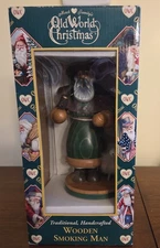 NIB Old World Christmas Wooden Man Incense Smoker - NICE!