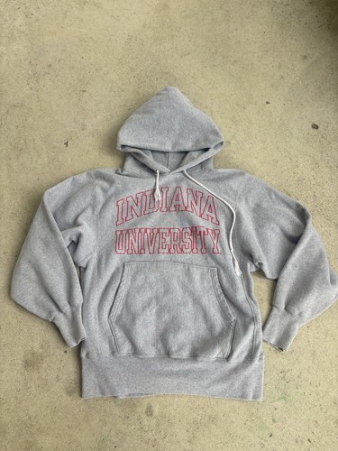 Vintage Indiana University Hooded Sweatshirt Hoodie Medium Gray