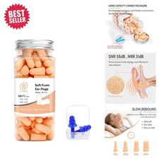 Ultra Soft Foam Ear Plugs - 38dB Noise Cancelling for Sleep  Travel, Pack of 60