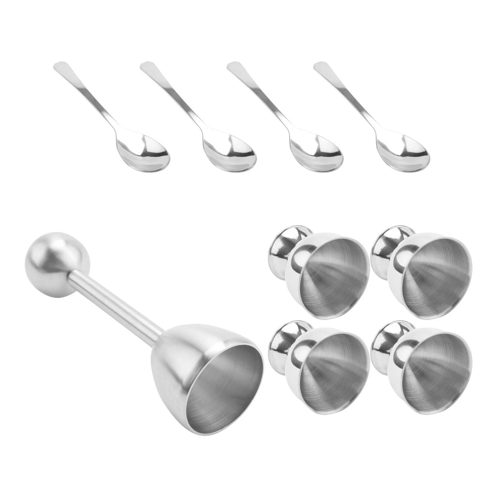 Stainless Steel Egg Cracker Topper SetHard Boiled Eggs Separator Holder