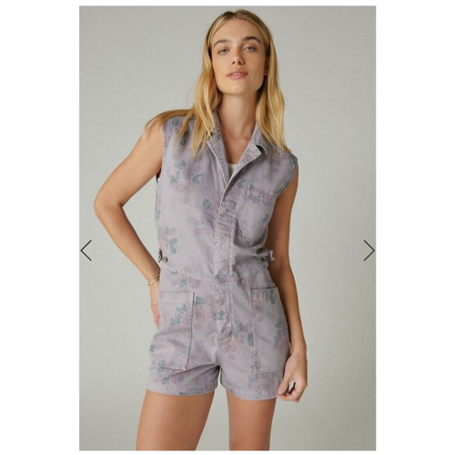 NEW Lucky Brand Laura Ashley Coverall Shorts Romper Denim Womens Large