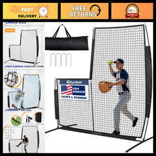 7x7ft Baseball L Screen for Batting Practice, Softball Training, Durable Net