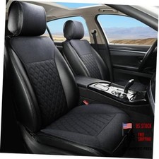 Linen Car Seat Covers-Breathable Soft-Front Car Seat Protector 2pc Black