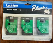 Brother P-Touch TC-30 Gold/Clear Blue/Clear Black/Clear Tape Cassette 3 PCS New