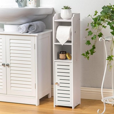 Freestanding Toilet Roll Holder Small Space Rental Friendly Furniture