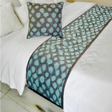 Decorative Bed Runner Blue Jacquard Twin Bed Runner- Laguna Drift