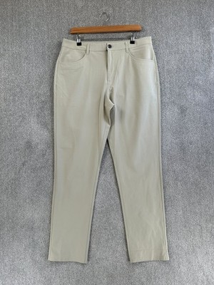 Vuori Hose Herren Größe W 34 L 32 Beige Grau Regular Tapered Leg Stretch