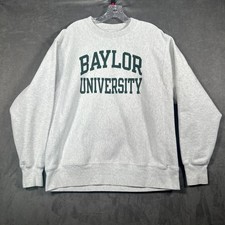 VINTAGE Baylor University Champion Reverse Weave Sweatshirt Crew L Ribbed Cuff