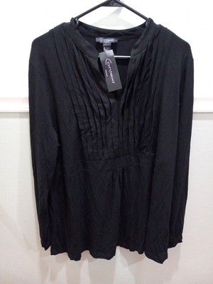 CONTEXT WOMAN PLUS SIZE 2X BLOUSE TOP SOLID BLACK DESIGN ELEGANT DRESS SHIRT